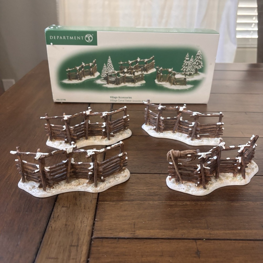 Department 56 Village Accessories Corral Fence 52746 Set (4) Box Lasso Rope READ